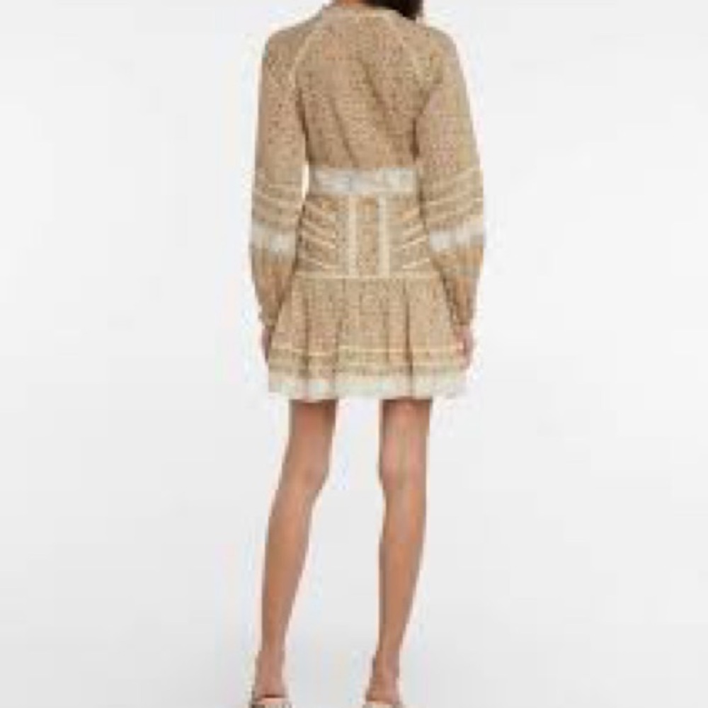 Veronica Beard Brown Addilyn White Long Sleeve Mini dress
